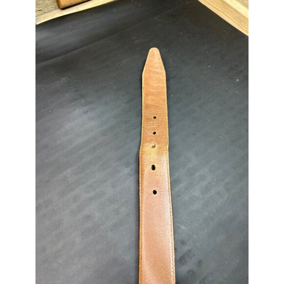 Allen Edmonds Brown Leather Belt With Silver Buckle 100/40 Made In USA Mens Clas - Picture 8 of 11